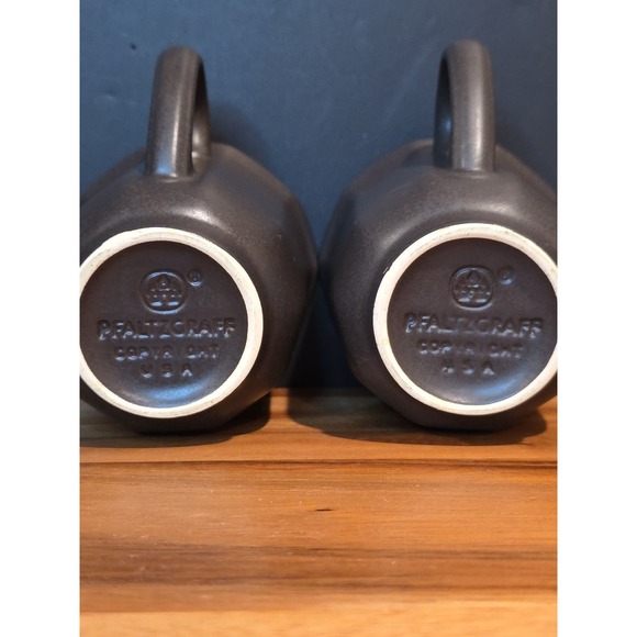 Vtg Pfaltzgraff Midnight Sun Brown Tulip Shape Coffee Mug Set Of 2 - Picture 6 of 7